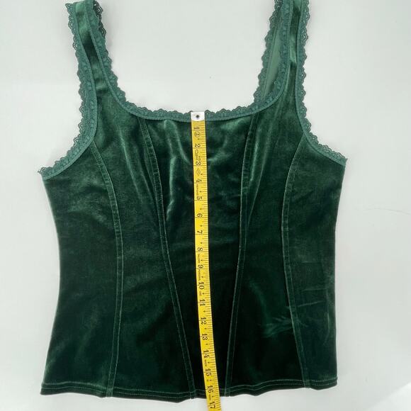 Arianne Women’s Velvet Cami Corset Tank, Emerald Green, Sz. XL Square Neck, Y2K - Picture 5 of 5